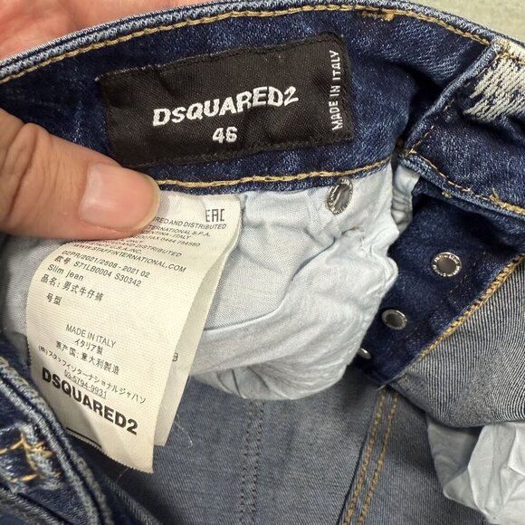 DSQUARED2 Icon All Over Print Jean Slim Distressed Paint Splatter Mens Sz 30X28 - Picture 7 of 9